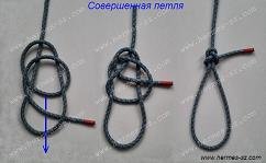 Узел, которым вяжется эта неподвижная петля на конце троса, прост, надежен не скользит даже на самой тонкой синтетической леске. Совершенная петля очень популярна у рыболовов.